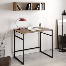 Hanah Home Mesa de Estudio con Estante de Pared Nogal y Negro